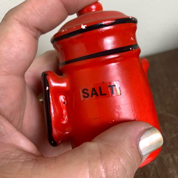 Vintage MCM‎ Retro Red Balck coffee pot salt and pepper shakers - Picture 7 of 7